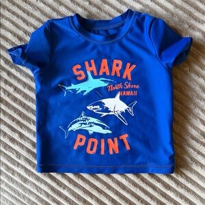 Gymboree Blue Shark Point Rashguard with Orange and Light Blue Graphics
